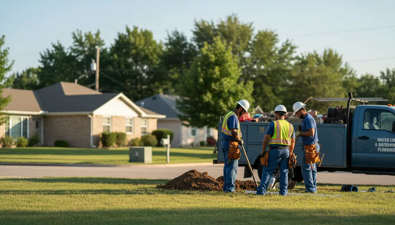 Residential water line and bathroom plumbing service in Marlow, OK